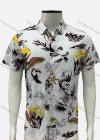 Wholesale Men's Casual Button Down Allover Plants Print Collared Short Sleeve Shirt - Liuhuamall