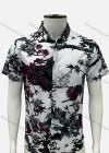 Wholesale Men's Casual Allover Wash Painting Print Button Down Collared Short Sleeve Shirt - Liuhuamall