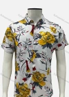 Wholesale Men's Casual Allover Floral Print Button Down Collared Short Sleeve Shirt - Liuhuamall