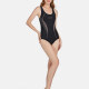 Women's Sporty Elastic Straps One Piece Swimsuit 9001# Black Clothing Wholesale Market -LIUHUA
