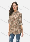 Wholesale Women's Casual Cowl Neck Long Sleeve Dual Pocket Plaid Print Tunic - Liuhuamall