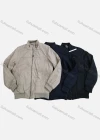 Wholesale Men's Suede Stand Collar Zip Pockets Plain Casual Bomber Jacket D2218# - Liuhuamall