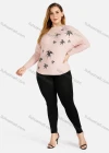 Wholesale Women's Casual Round Neck Long Sleeve Maple Applique Pullover Knit Top - Liuhuamall