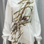 Wholesale Women's Vintage Lantern Sleeve Wrap Baroque Print Tunic With Belt preview