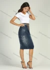 Wholesale Women's Summer High Waist Dark Wash Denim Pencil Skirt - Liuhuamall