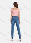 Wholesale Women's Off Shoulder Drawstring Ruched Lantern Sleeve Lace Trim Crop Blosue - Liuhuamall