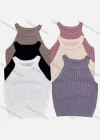 Wholesale Women's Casual Plain Round Neck Collar Halter Tank Top - Liuhuamall