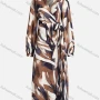 Wholesale Women's Casual Abstract Print Wrap V Neck Ruched Lace Up Long Sleeve Midi Dress A8428H# preview