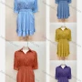 Wholesale Women's Casual Buttons Elastic Waist Ruched Layered Hem Plain Shirt Dress preview