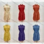 Wholesale Women's Casual Sleeveless Buttons Belted Ruffle Hem Plain Shirt Dress preview