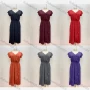 Wholesale Women's Casual V Neck Wrap Elastic Waist Plain Midi Dress preview