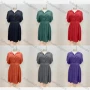 Wholesale Women's Lapel Buttons Ruffle Hem Plain A Line Short Dress preview