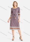 Wholesale Women's Casual Round Neck Folk Art Lace Up A-line Dress - Liuhuamall
