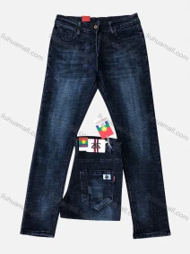 Wholesale Men's Button Pockets Frayed Labelled Plain Casual Jean 2029#, LIUHUA CLOTHING WHOLESALE