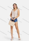 Wholesale Women's V Neck Sleeveless Floral Print Shoulder Bowknot Ruffle Cami Top - Liuhuamall
