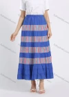 Wholesale Women's Cotton Casual Stripe Splicing Elastic Waist Maxi Skirt - Liuhuamall