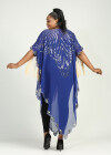 Wholesale Women's Muslim Sequin Scallop Edge Pullover Triangular Hem Sheer Mesh Cover Up Cloak - Liuhuamall