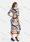 Wholesale Women's Fashion Long Sleeve Round Neck Abstract Leopard Print Bodycon Midi Dress 1927# - Liuhuamall