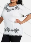 Wholesale Women's Elegant Round Neck Floral Embroidery Short Sleeve T-Shirt - Liuhuamall