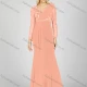 Wholesale Women's Fashion Plain Pleated Sequin Beaded Split Side V Neck Long Sleeve Maxi Mermaid Evening Dress Melon Clothing Wholesale Market Liuhua