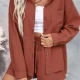 Wholesale Women's Casual Plain Button Down Patch Pocket Long Sleeve Overshirt AY02# Chocolate Clothing Wholesale Market Liuhua