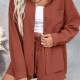 Women's Casual Plain Button Down Patch Pocket Long Sleeve Overshirt AY02# Chocolate Clothing Wholesale Market -LIUHUA