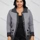 Wholesale Women's Plus Size Collared Floral Print Double Pockets Coat Knitted Jackets 02311# Gray Clothing Wholesale Market Liuhua