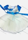 Wholesale Girls Lovely Crew Neck Short Sleeve 3D Flower Bow Knot Pleated Flower Dress - Liuhuamall