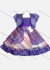 Wholesale Girls Lovely Plaid Print Rhinestone Tiered Flower Dress & Crop Cardigan Set - Liuhuamall
