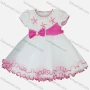 Wholesale Girls Lovely Crew Neck Short Sleeve Contrast Bow Knot Beaded Flower Dress preview