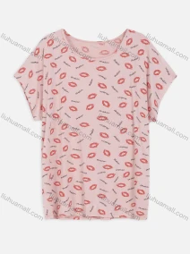 Wholesale Women's Casual Round Neck Batwing Sleeve Allover Print Tunic Blouse 2210#, LIUHUA CLOTHING WHOLESALE