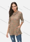Wholesale Women's Casual Cowl Neck Long Sleeve Dual Pocket Plaid Print Tunic - Liuhuamall