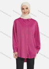 Wholesale Women's Casual Plain Long Sleeve Curved Hem Shirts 1370# - Liuhuamall