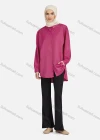 Wholesale Women's Casual Plain Long Sleeve Curved Hem Shirts 1370# - Liuhuamall