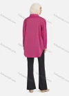 Wholesale Women's Casual Plain Long Sleeve Curved Hem Shirts 1370# - Liuhuamall