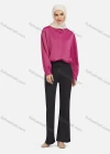 Wholesale Women's Casual Plain Long Sleeve Curved Hem Shirts 1370# - Liuhuamall