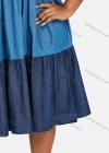 Wholesale Women's Casual Crew Neck Colorblock Tiered Denim Dress 07935# - Liuhuamall