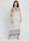 Wholesale Women's Sleeveless Keyhole Neck Allover Print Maxi Dress - Liuhuamall