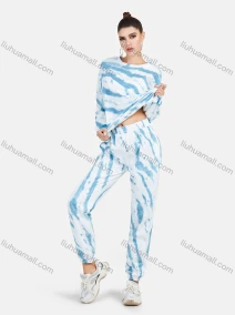 Wholesale Women's Casual Round Neck Tie Dye Drop Shoulder Pullover Sweatshirt & Pants 2 Piece Set, LIUHUA CLOTHING WHOLESALE