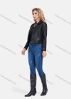Wholesale Women's Fashion Lapel Button Front Patch Pockets Plain Crop Leather Jacket - Liuhuamall