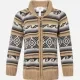 Boys Long Sleeve Sweater Striped Print Zip Front Knitted Jacket Khaki Clothing Wholesale Market -LIUHUA