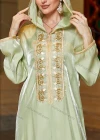 Wholesale Women's Elegant Muslim Islamic Hooded Long Sleeve Embroidered Sequin Split Hem Robe Dress BA3176# - Liuhuamall