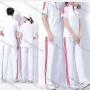 Wholesale Men/Women's Sporty Ice Silk Stand Collar Short Sleeve Striped Quarter Zip Top preview