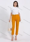 Wholesale Women's High Waist Zipper Fly Plain Slant Pocket Casual Slim Fit Cropped Pant With Belt - Liuhuamall
