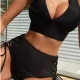Wholesale Women's Vacation Plain Lace Up Top & Drawstring Trunk 2 Piece Bikini Swimsuit Black Clothing Wholesale Market Liuhua