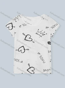 Wholesale Women's Casual Scoop Neck Short Sleeve Heart Letter Print T-Shirt 5753#, LIUHUA CLOTHING WHOLESALE