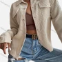 Wholesale Women's Drop Shoulder Plain Button Down Flap Pockets Long Sleeve Overshirt Jacket preview