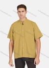 Wholesale Men's Fashion Loose Fit Mandarin Collar Short Sleeve Button Down Shirts - Liuhuamall