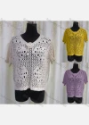 Wholesale Women's Casual Round Neck Hollow Out Plain Knit Top - Liuhuamall
