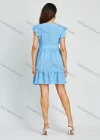 Wholesale Women's Sexy Chiffon Deep V Neck Allover Print Layered Short Dress With Belt - Liuhuamall